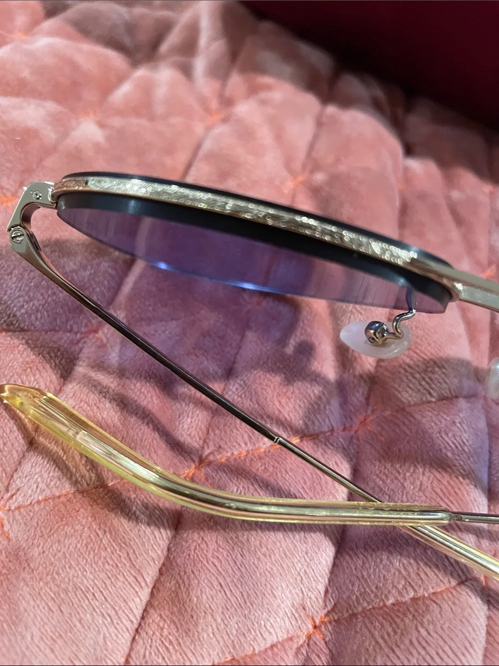 Gucci Gold Frame Sunglasses with blue Lenses